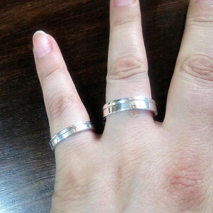 Argollas Matri Planas Surco Plata Ley 980 Orleans - Imagen 2