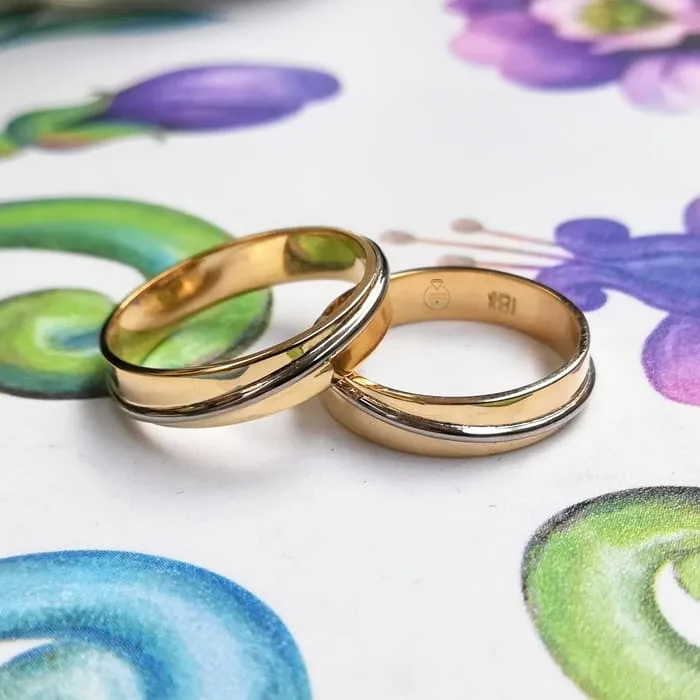 Argollas Matri Bicolor Oro Blanco y Miel 18k Madrid