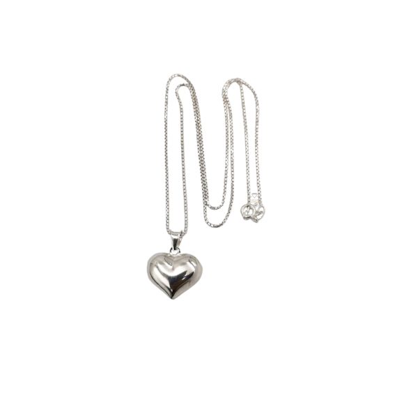Collar Corazon Mediano Plata Fina 925 Mujer Femenina Amor - Imagen 2