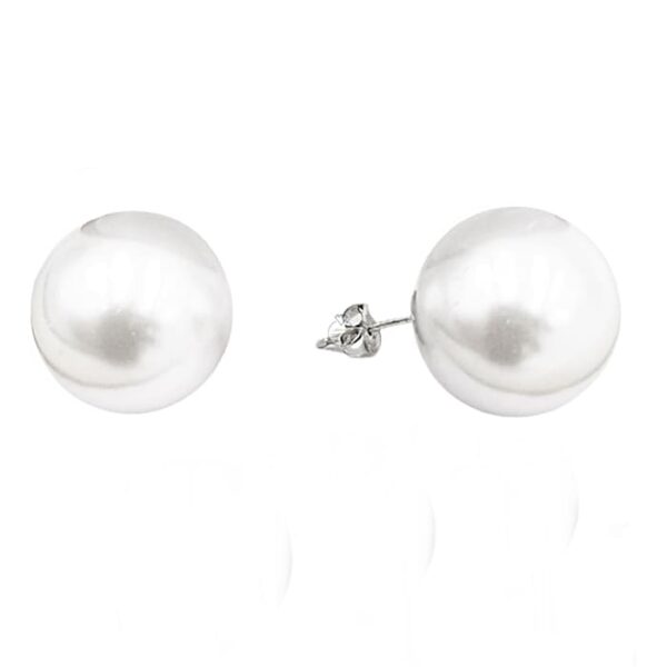 Aros Perla 14mm Clasica Plata Fina 925 Mujer Joven