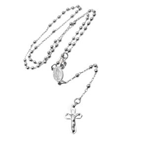 Rosario Plata Fina 925 60cm Cadena Unisex Religioso