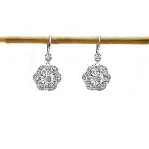 Aros Piedras Circones Plata 925 Italiana Rodinada Flor