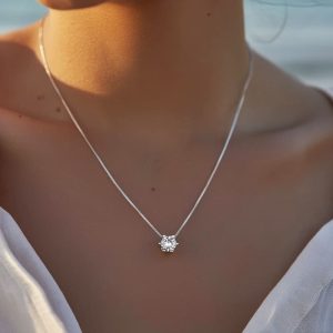 Collar Punto Luz Plata 925 Circon 45 cm Mujer Linda