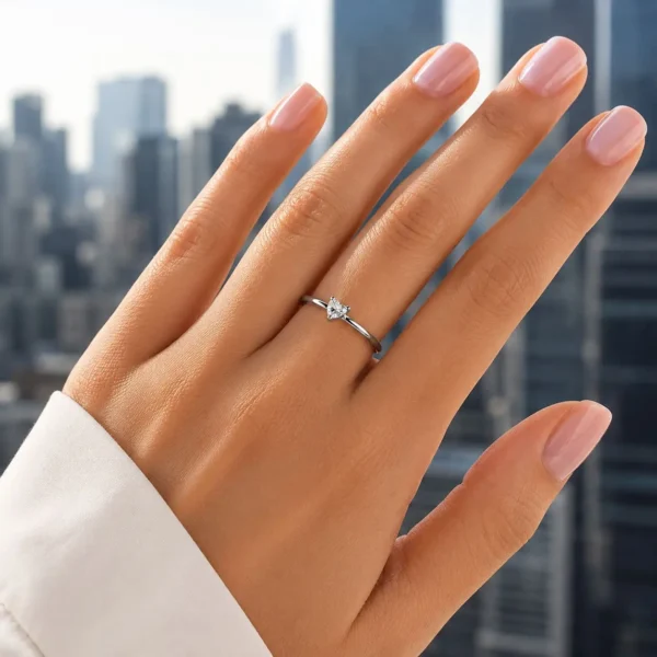 Anillo Corazon Talla 9 Plata Italiana 925 Zircon Mujer
