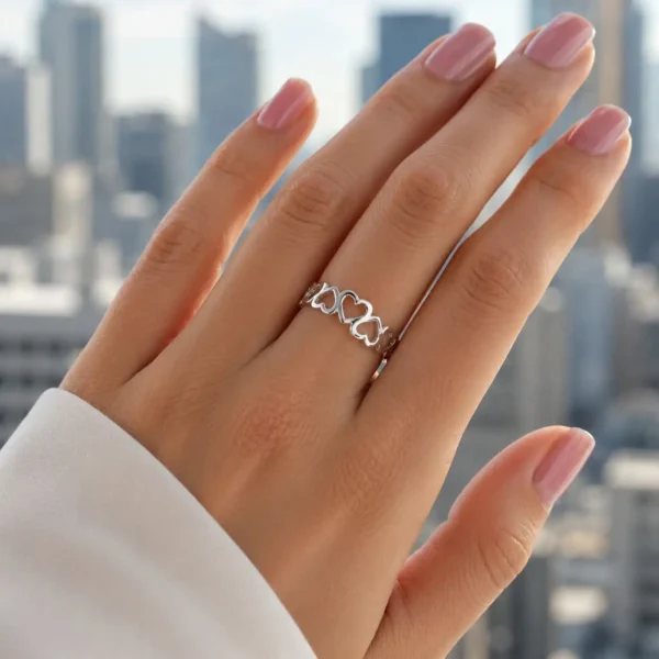 Anillo Corazones Calados T13 Plata Fina 950 Amor