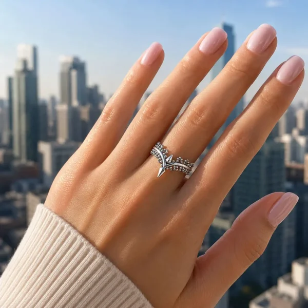 Anillo Corona Plata Fina 925 Unisex Talla 15