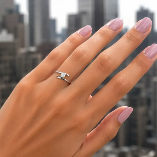 Anillo Solitario Delicado Plata 925 Talla 16 Mujer