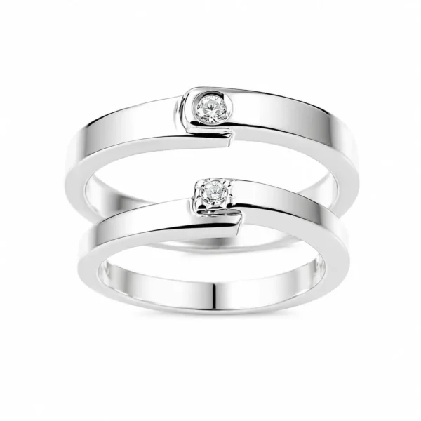 Argollas Matri Planas Piedra Doble Plata Ley 980 Porto