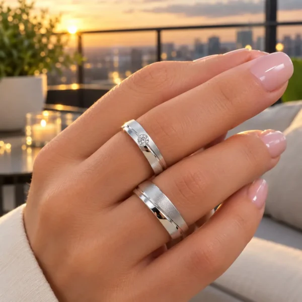 Argollas Matri Inglesas Circon Diseño Plata Ley 980 Toulon