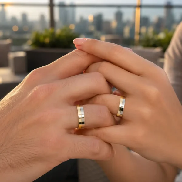 Argollas Matri Bicolor Oro Blanco y Amarillo 18k Barcelona