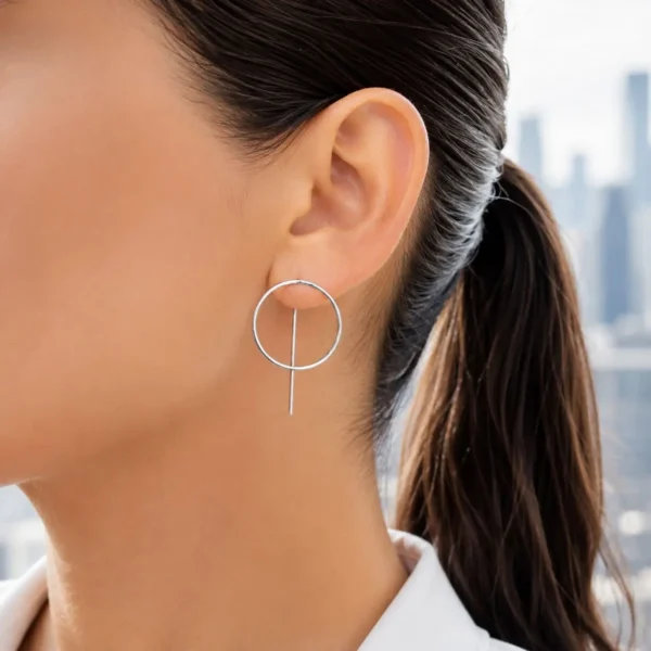 Aros Argolla Palito Minimalista Plata Fina 925 Mujer Juvenil