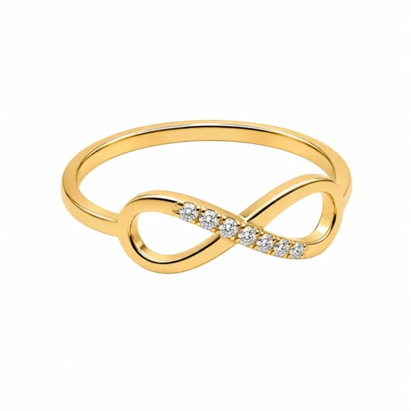 Anillo Oro 18 Kilates Infinito Zircon Suizo Mujer Amor
