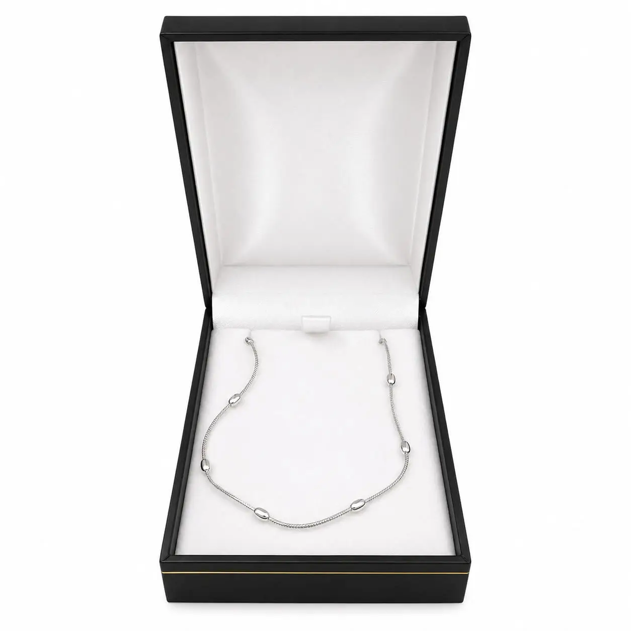 Collar Clasico Plata Fina 925 Cola De Topo Bolitas Planas - Imagen 3