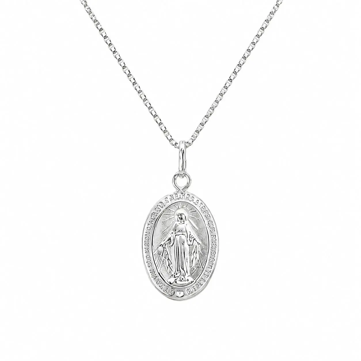 Collar Virgen De Los Rayos Milagrosa Plata Fina 925 - Imagen 2
