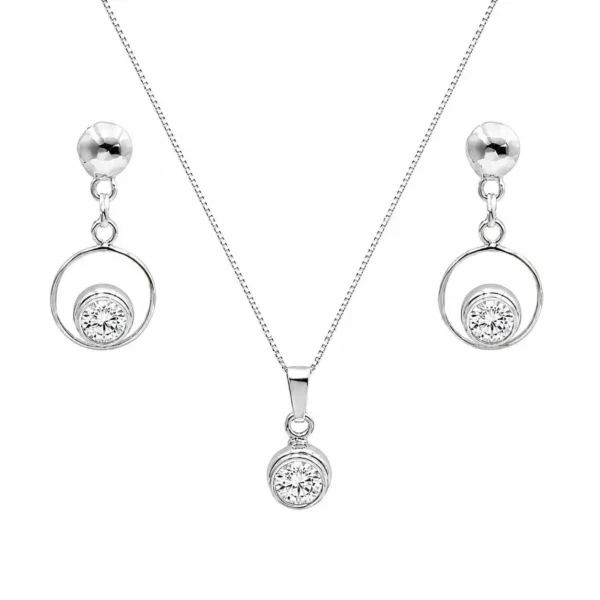 Conjunto Set Piedra Circon Plata Nacional 970 Mujer Juvenil