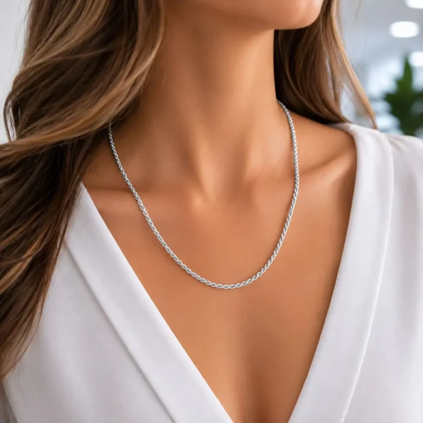 Cadena Turbillon 60cm Plata 925 Hombre Mujer Unisex