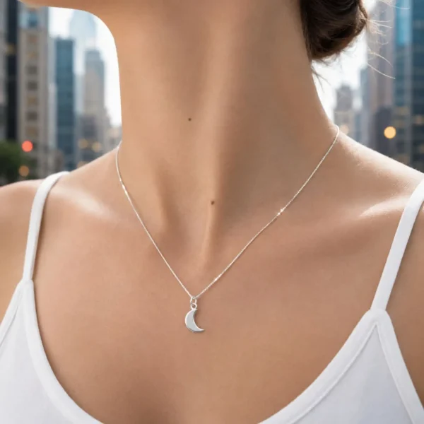 Colgante Luna Dije Collar Plata Fina 925 Mujer Femenina