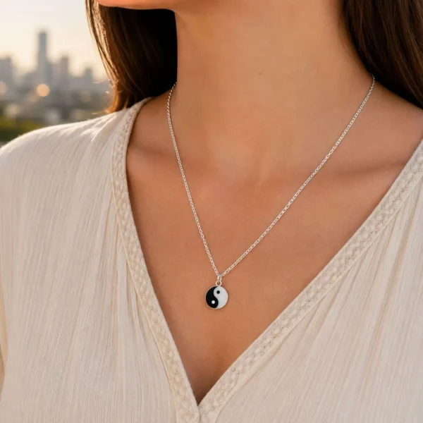 Collar Yin Yang Plata Fina 925 Unisex Proteccion