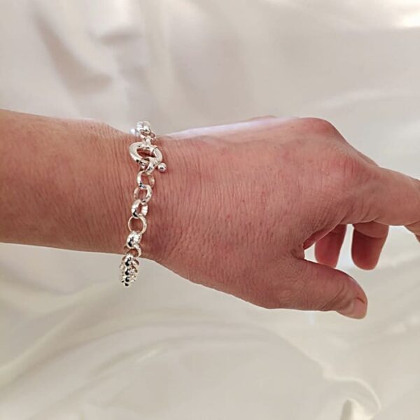 Pulsera Rolo Broche Timon Plata Fina 925 Mujer Elegante - Imagen 3