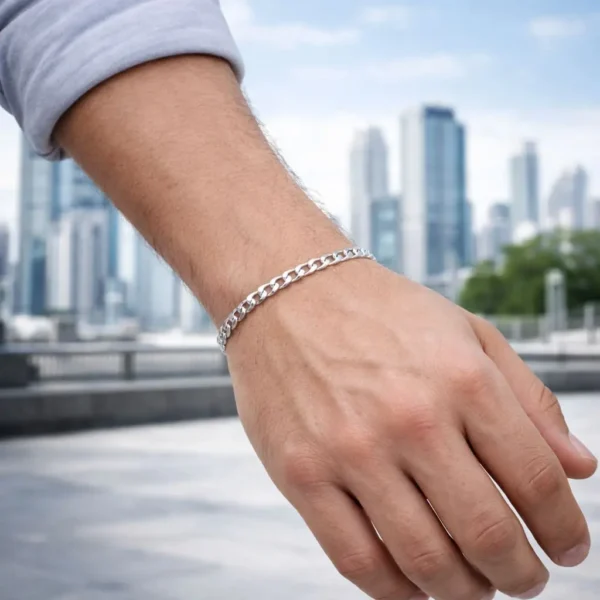Pulsera Grumet Hombre Juvenil Unisex Plata Fina 925