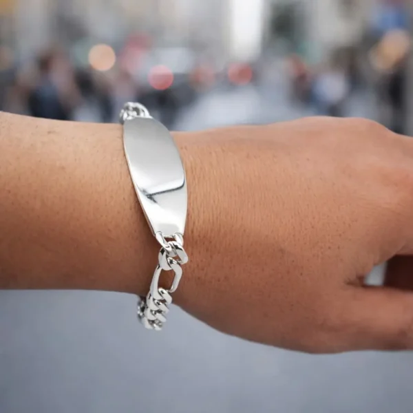 Pulsera Figaro Piocha Varon Gruesa Plata fina 925 Macizo