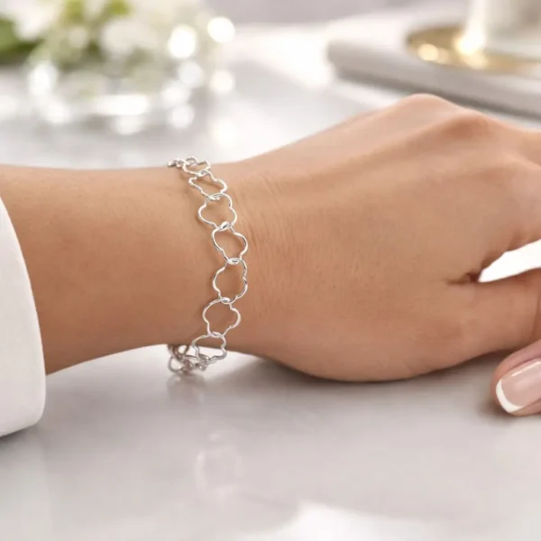 Pulsera Trebol Cuatro Hojas Amuleto Plata Fina 925
