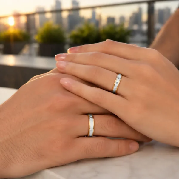 Argollas Matri Bicolor Brillantes Oro Blanco 18k Granada
