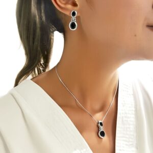 Conjunto Piedra Onix Plata Fina 925 Mujer