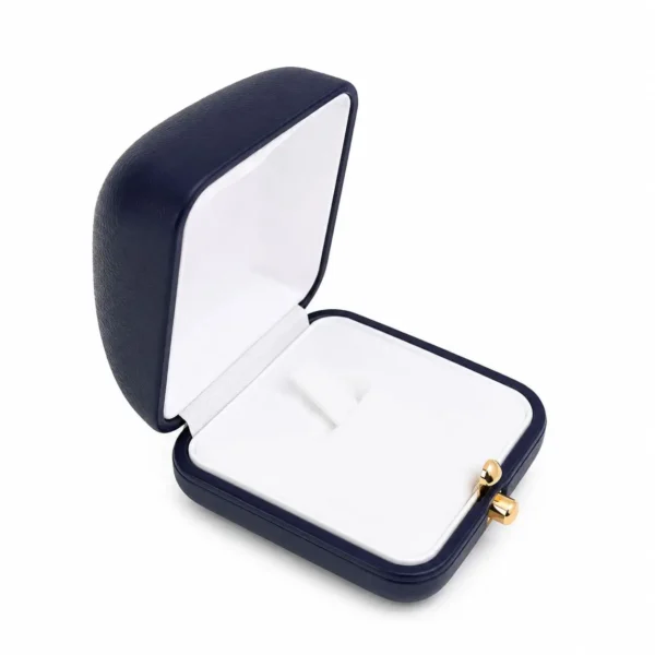 Caja Estuche Exhibidor Exclusivo de Lujo Anillo Cuero Azul