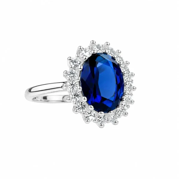 Anillo Lady Roseta Plata 925 Zafiro Circones Elegante