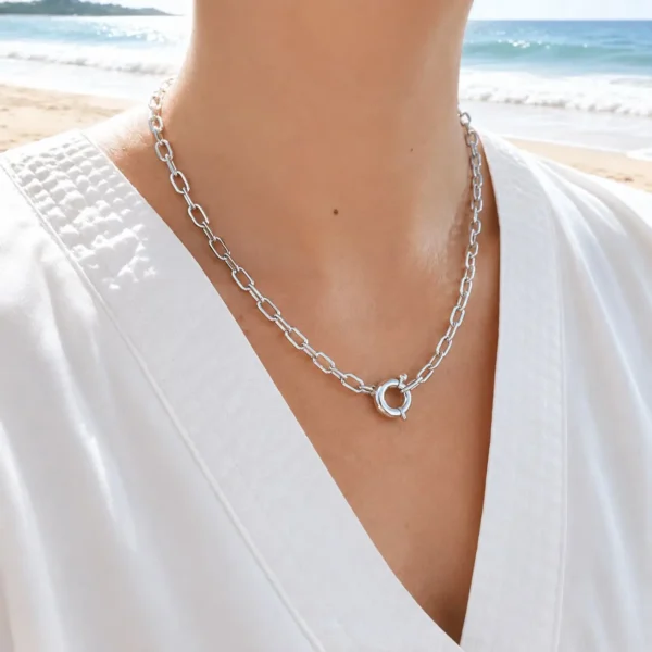 Cadena Broche Timon 45cm Plata Nacional Eslabon Collar