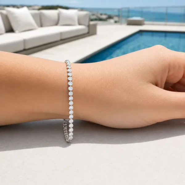 Pulsera Tennis Riviere Rodinada Plata Italiana 925 Elegante