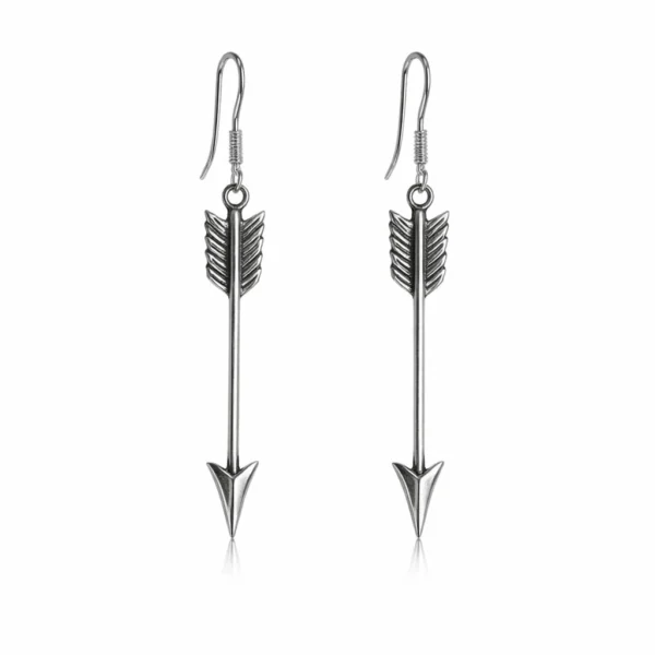 Aros Punta De Flecha Larga Plata Fina Envejecida 925 Unisex
