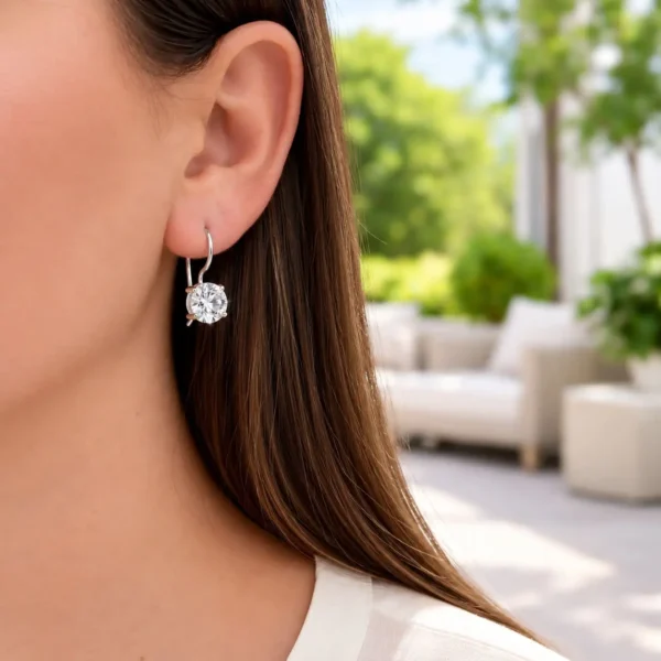 Aros Piedra Circon Gancho Plata Fina 925 Mujer Juvenil