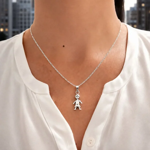 Collar Niño Familia Plata Fina 925 Envejecida Unisex