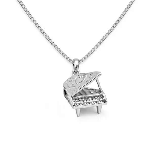 Colgante Dije Piano Y Cadena Plata 925 Musica Unisex