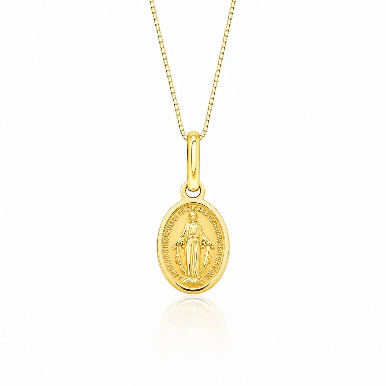 Collar Virgen Rayos Oro Amarillo Italiano 750 15x6mm Mujer - Imagen 2