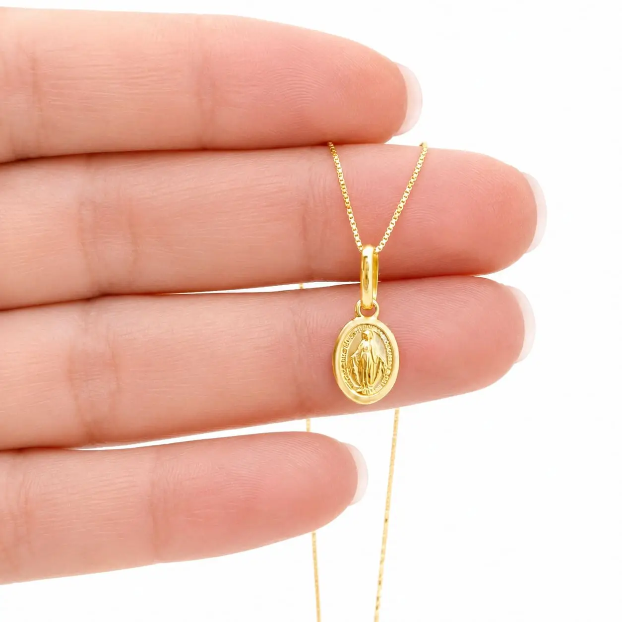 Collar Virgen Rayos Oro Amarillo Italiano 750 15x6mm Mujer - Imagen 4