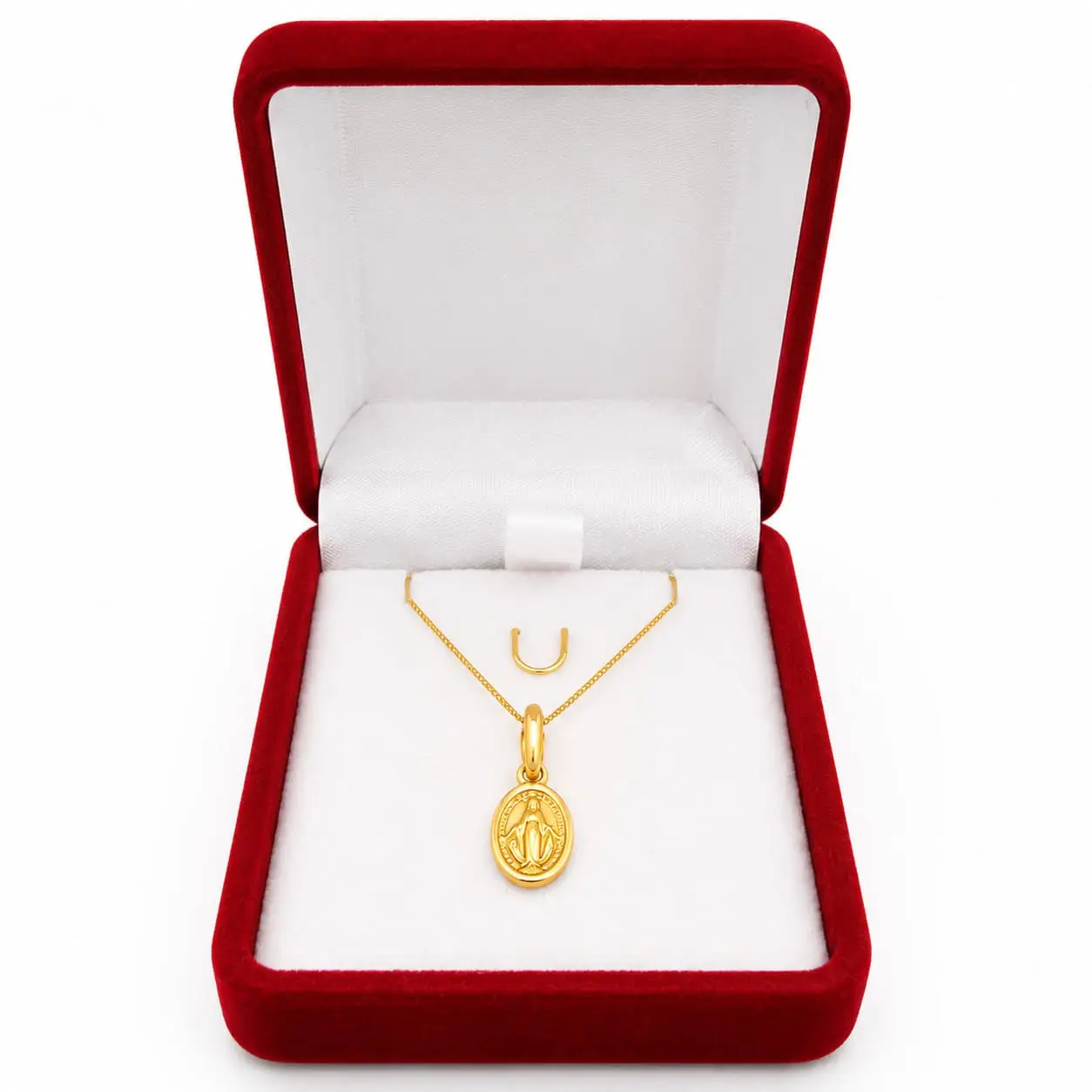 Collar Virgen Rayos Oro Amarillo Italiano 750 15x6mm Mujer - Imagen 6
