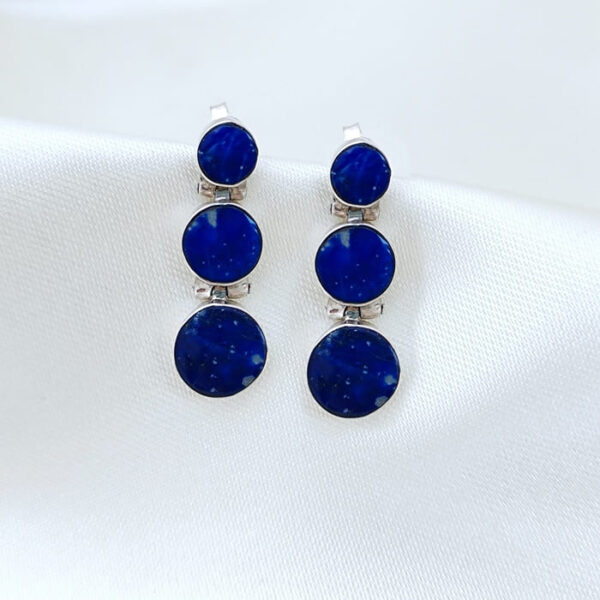 Aros Lapislazuli Bisagras Tornillo Plata Nacional 950 - Imagen 4