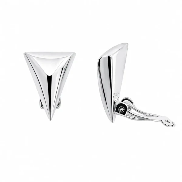 Aros Clip Click Triangulo Plata Fina 925 Clasica Earcuff