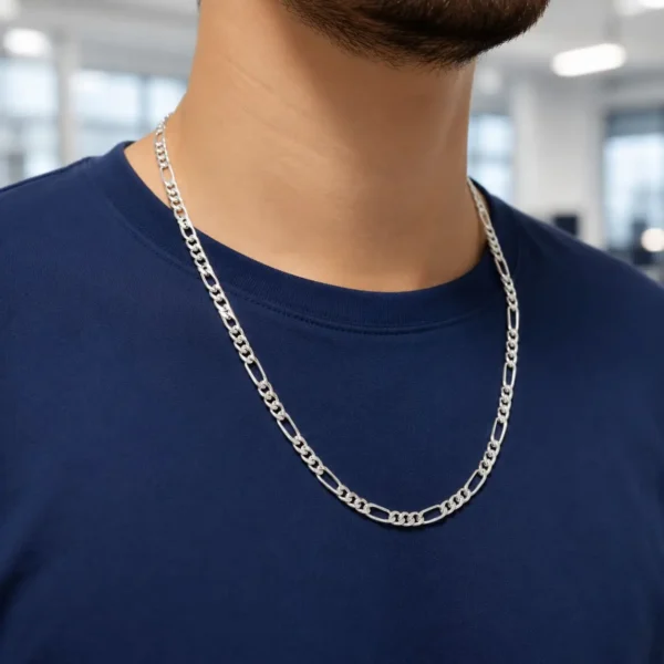 Cadena Figaro Hombre 60cm Plata Nacional 980