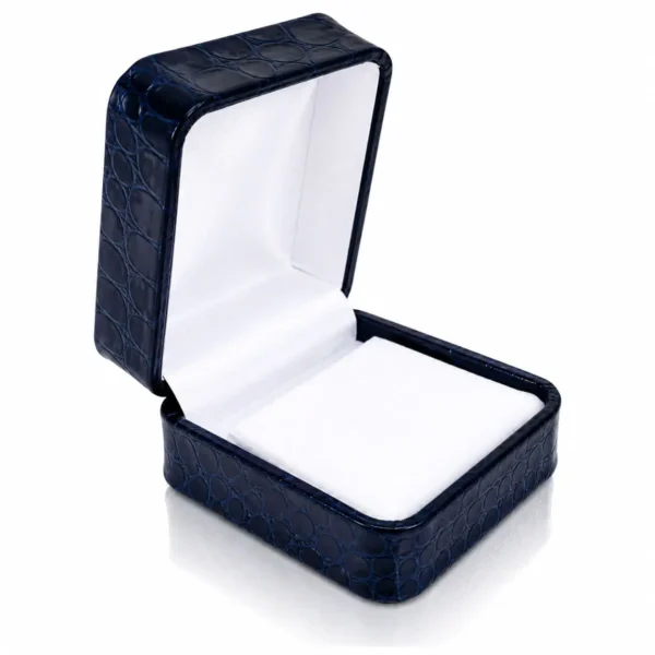 Estuche Joyeria de Lujo Azul con Textura Cocodrilo