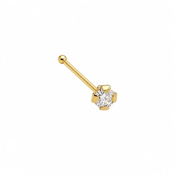 Piercing Nariz Oro 18 Kilates Piedra Circon Unisex