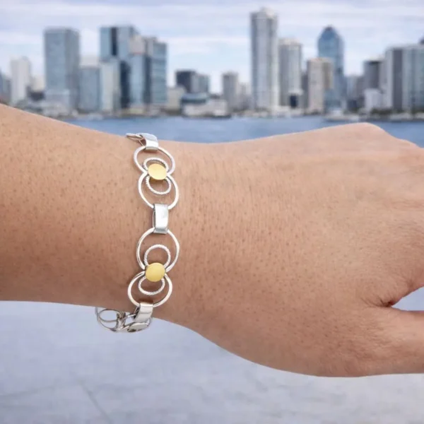Pulsera Rustica Plata Oro 18k Argollas Redonda Exclusiva