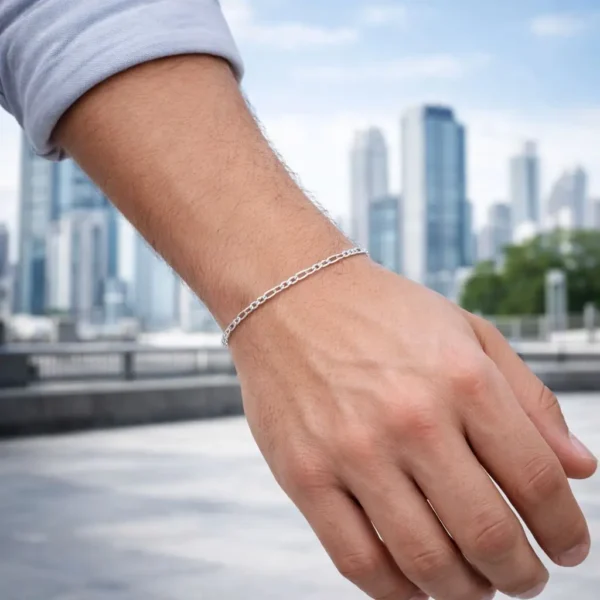 Pulsera Figaro Eslabones Plata Fina 925 Hombre Varon
