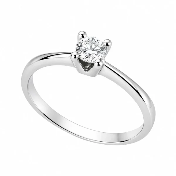 Anillo Solitario Delgado 4 Garras Plata Fina 925