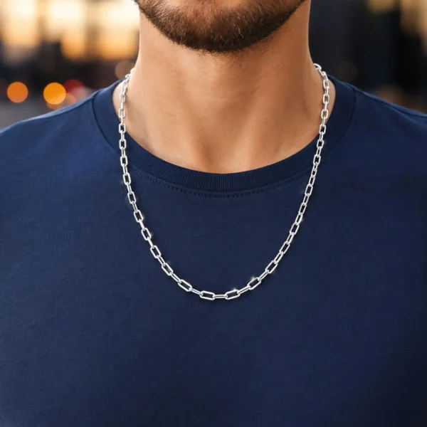 Cadena Collar Eslabon Limada Plata 980 60cm Hombre Mujer