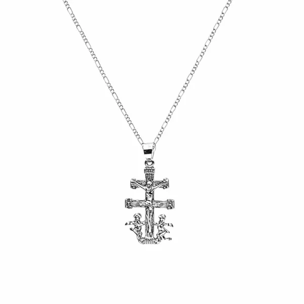 Cruz De Caravaca De Plata Fina Con Cadena Hipoalergenica 925