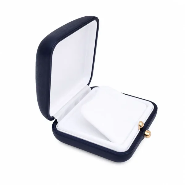 Caja Estuche Aros Collar Exclusivo de Lujo Cuero Azul